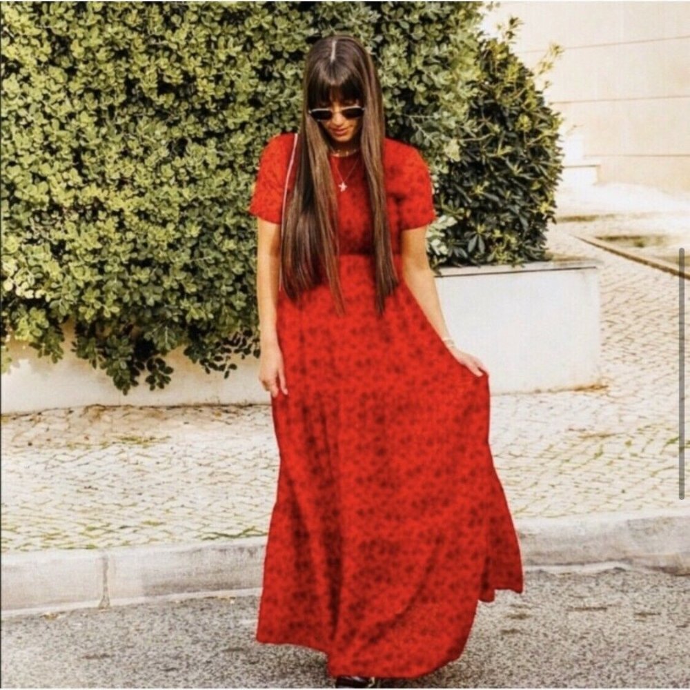 Zara Red Floral Maxi Dress Bloggers Favori…
